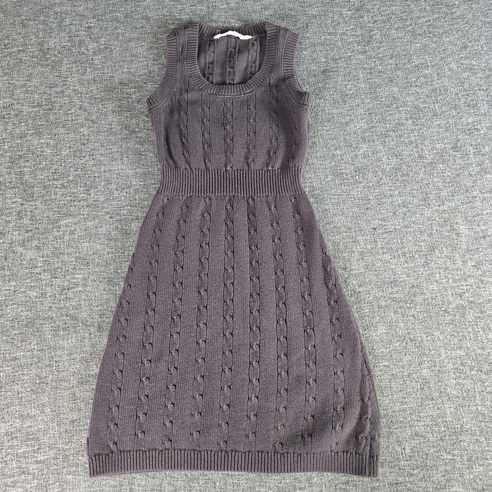 Athleta Sleeveless Cable Knit Sweater Dress XS Cashmere Cotton Blend Gray